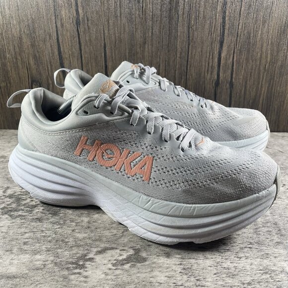Hoka One One Shoes - Hoka One One Bondi 8 Womens 9 Shoes Gray Running Sneaker Gym 1127952 HMLR